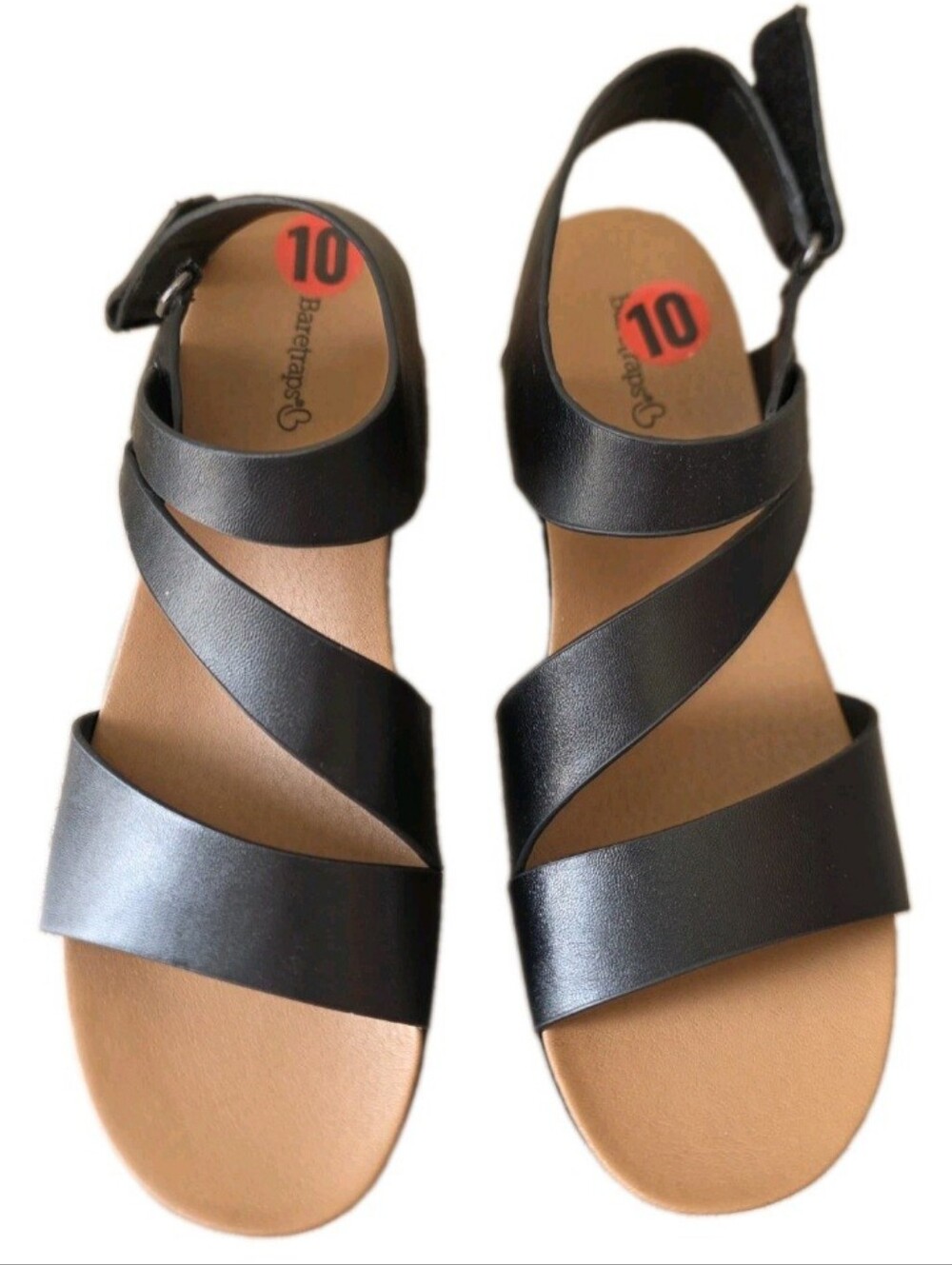 Baretraps Caley Black Crisscross Wedge Sandals - Women's Size 10